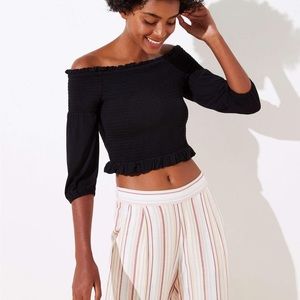 LOFT Beach Smocked Off The Shoulder Top, Size M